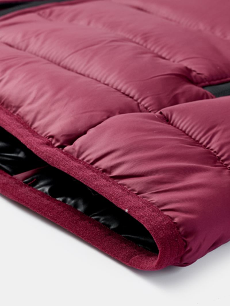 Solid Quilted Zip Up Basic Vadderade Kappor För Män Med Welt Pocket