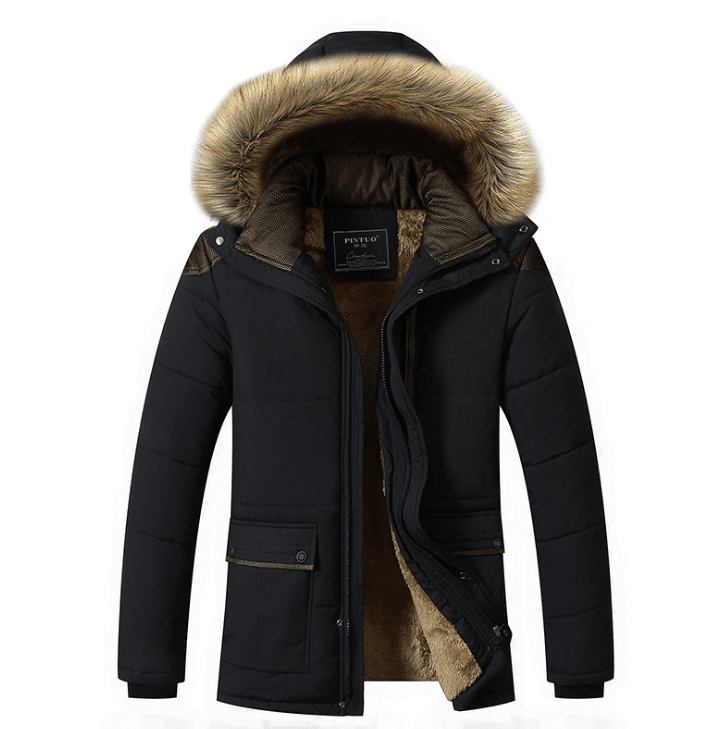 Vinterkappa Plus Size Män Jacka Varm Överrock Ytterkläder Cotton Hooded Down Coat