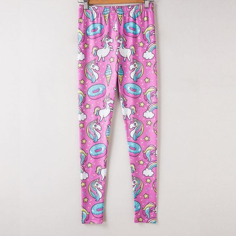 Leggings Kvinnor Legg Fitness Legging Sexiga Byxor Hög Midja Push Up Glänsande 3d-tryckta Rainbow Star Katt Donuts