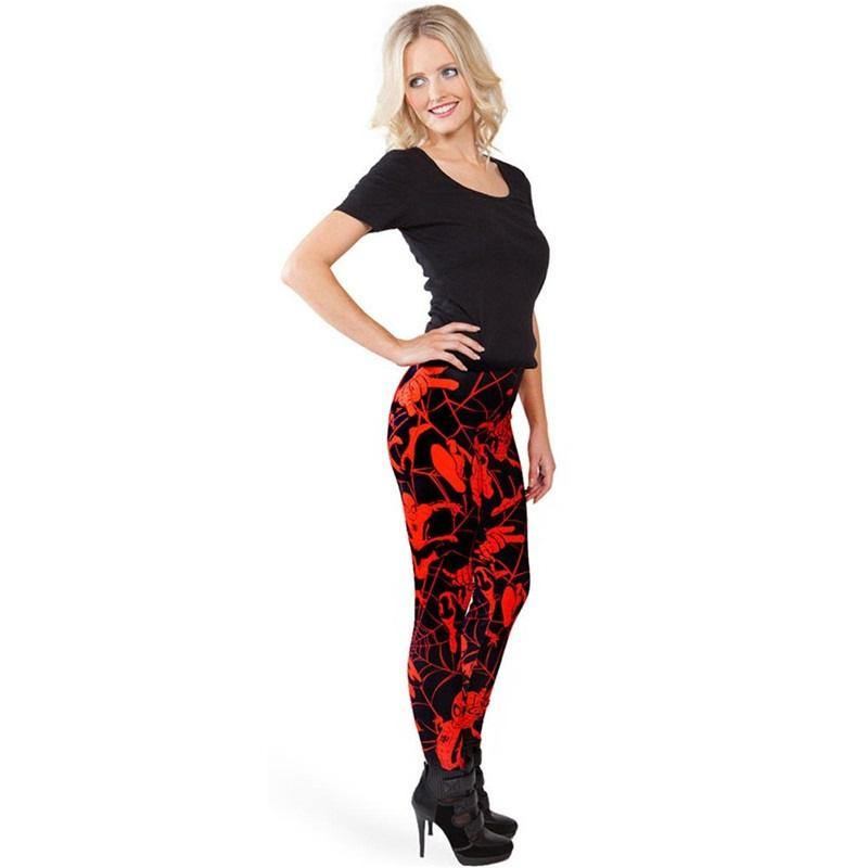 Mörkröd Spiderman Slår Nykomling 2015 Dam Leggings Digitaltryck Populära Spider-man Sexiga Kvinnor Byxor
