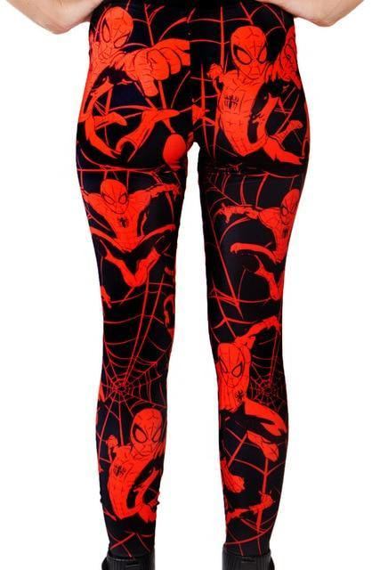 Mörkröd Spiderman Slår Nykomling 2015 Dam Leggings Digitaltryck Populära Spider-man Sexiga Kvinnor Byxor