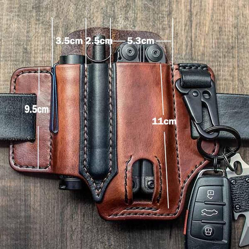 Äkta Läder Edc Bältesögla Midja Multitool Slida Bältesväska Midjeväska