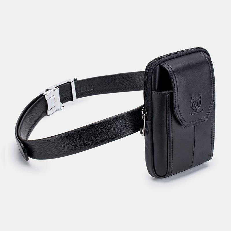 Äkta Läder Vintage Dragkedja Telefonväska Midjeväska För Business Bag