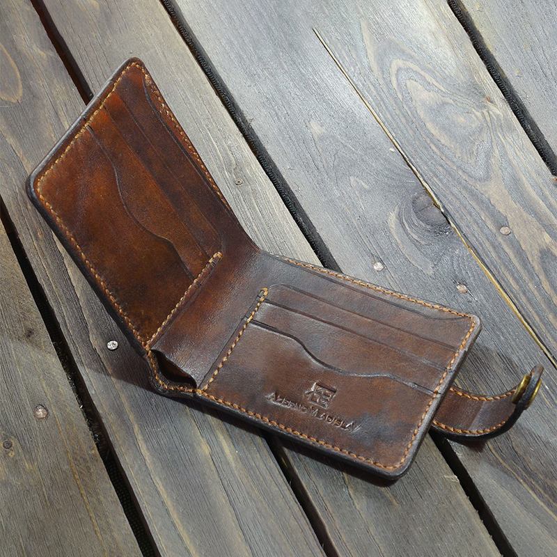 Män Äkta Läder Bifold Multi-card Slot Korthållare Vintage Edc Myntväska Bälte Slida Plånbok Midjeväska