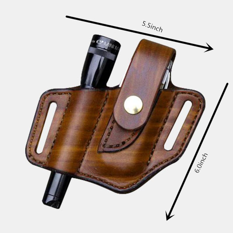 Män Äkta Läder Edc Bältesögla Midja Multitool Slida Midjepaket