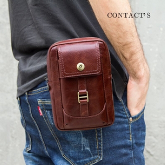 Män Äkta Läder Retro Mode 5.8 Tums Telefonväska Multi-carry Crossbody Bag Midjeväska