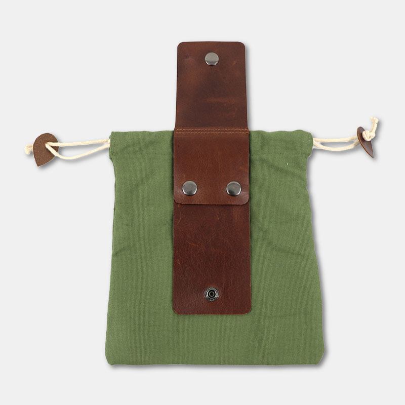 Män Canvas Äkta Läder Edc Vikbar Foderväska Midjeväska Plånbok Fruktplockningsväska Förvaringsväska