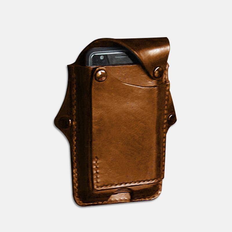 Män Edc 6.3 Tum Äkta Läder Telefonväska Fall Bälte Väska