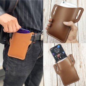Män Konstläder Enfärgad Telefonväska Retro Lätt Bärbar Midjeväska Edc Bältesväska Med Bältesögla
