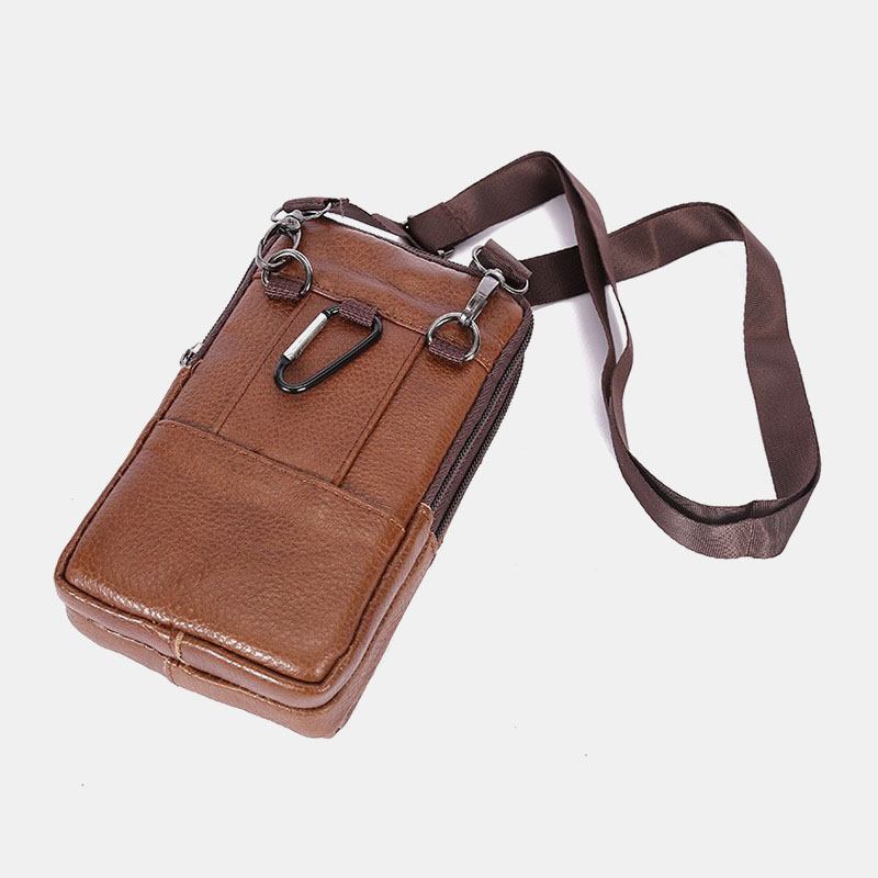 Män Slitstark Flik Magnetisk Knappdesign Midjeväska Andas Smaklös Bältesväska 6.5 Tums Telefonväska Crossbody-väskor Med Axelrem