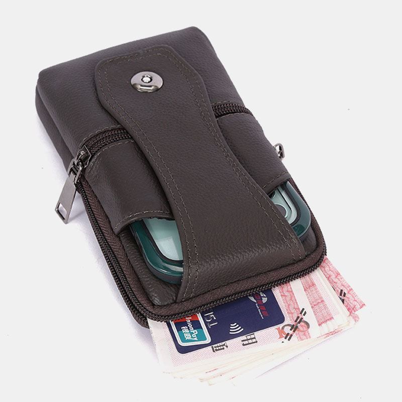 Män Slitstark Flik Magnetisk Knappdesign Midjeväska Andas Smaklös Bältesväska 6.5 Tums Telefonväska Crossbody-väskor Med Axelrem