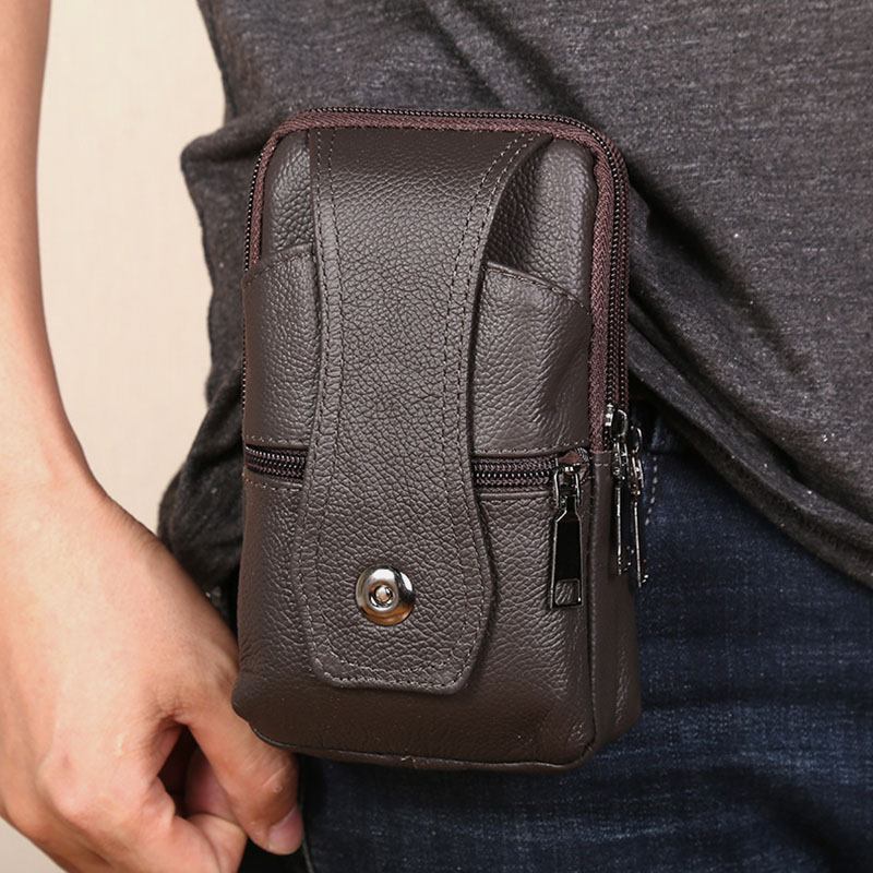 Män Slitstark Flik Magnetisk Knappdesign Midjeväska Andas Smaklös Bältesväska 6.5 Tums Telefonväska Crossbody-väskor Med Axelrem