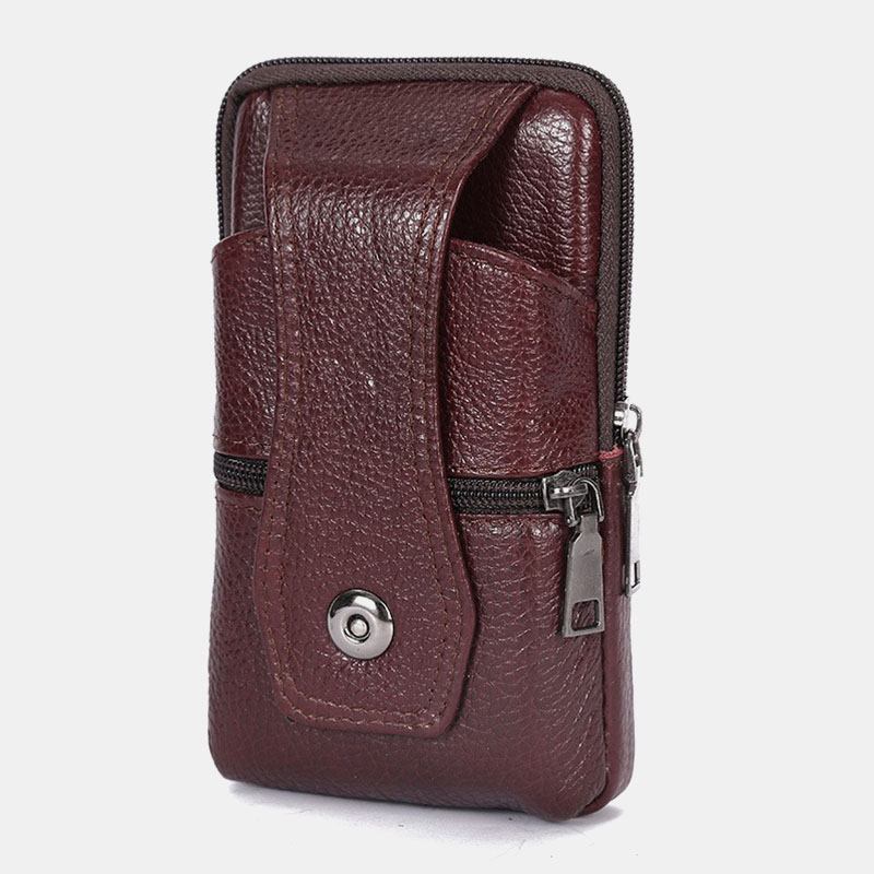 Män Slitstark Flik Magnetisk Knappdesign Midjeväska Andas Smaklös Bältesväska 6.5 Tums Telefonväska Crossbody-väskor Med Axelrem