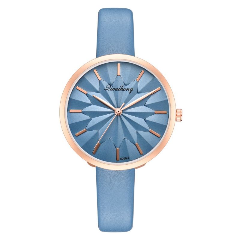 Färgglada Läderrem Enkel Urtavla Mode Guldnål Damklänning Kvinnor Quartz Watch