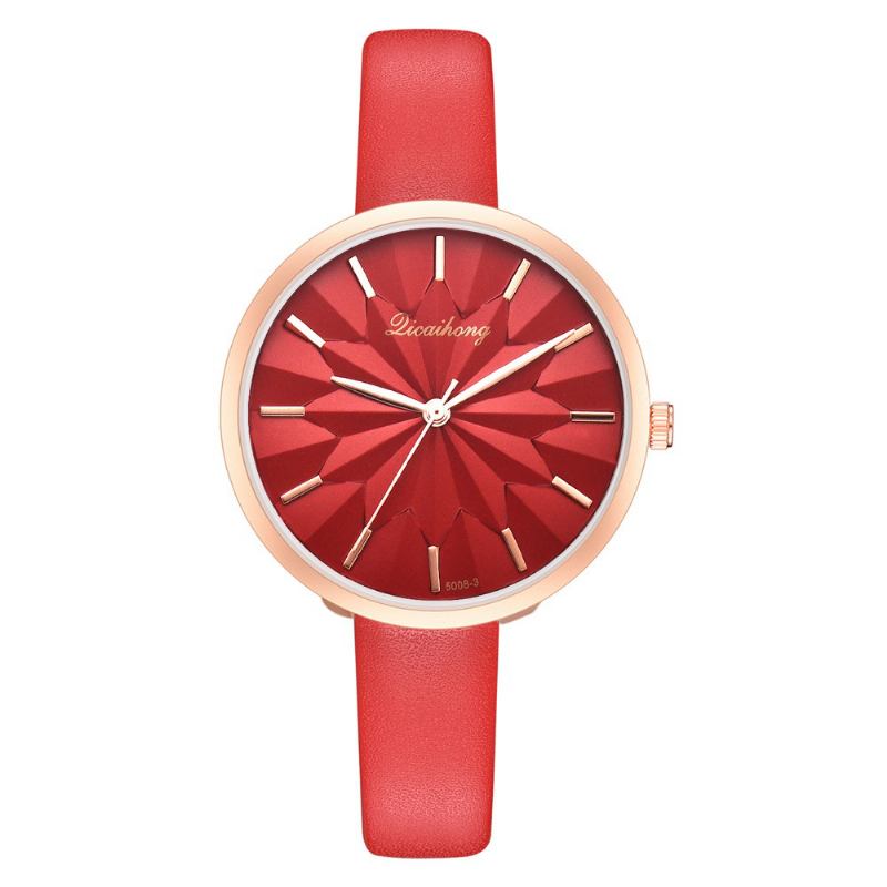 Färgglada Läderrem Enkel Urtavla Mode Guldnål Damklänning Kvinnor Quartz Watch