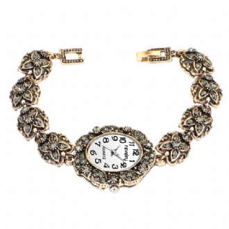 Retro Stil Damarmbandsklocka Crystal Luxury Quartz Watch