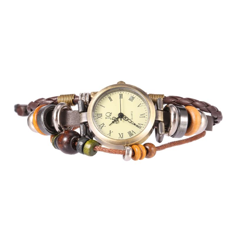 Retro Stil Kvinnor Armband Watch Beads Eiffel Tower Pendant Quartz Watch