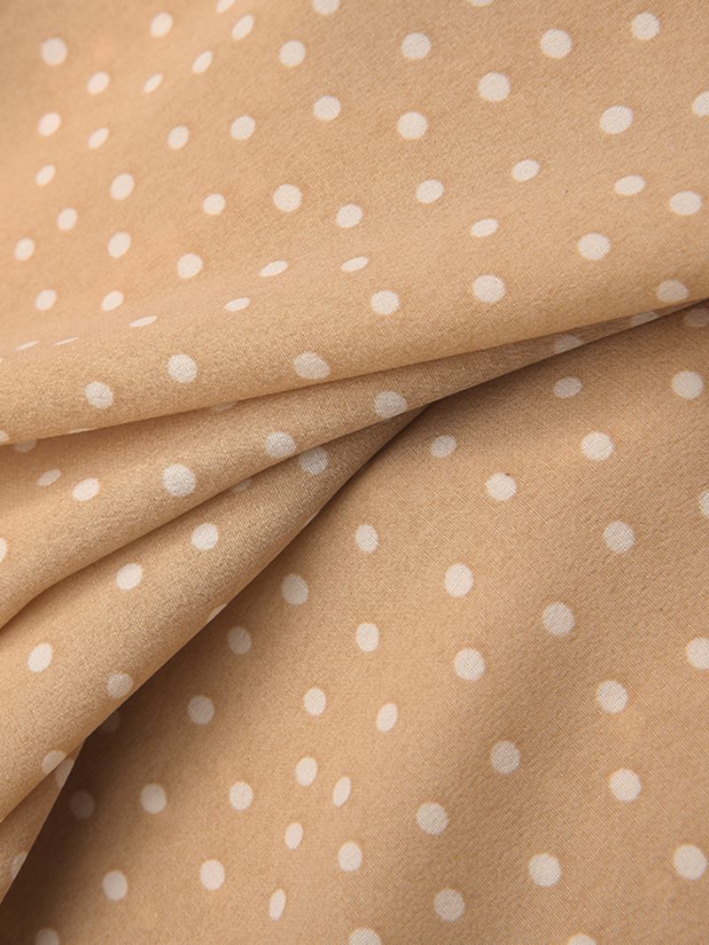 Polka Dot Med Tryck Frill Trim Snörning Casual Lång Puffarm Maxiklänningar För Kvinnor