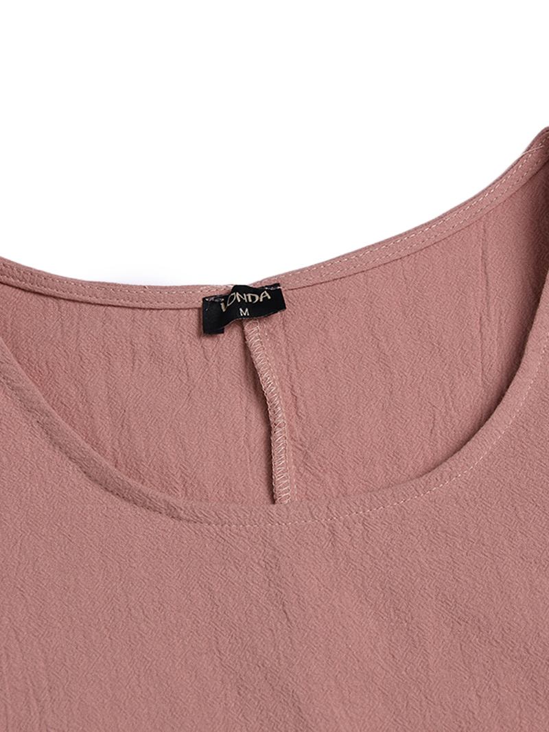 Ärmlös Pocket Bomull Solid Vintage Förkläde Klänning