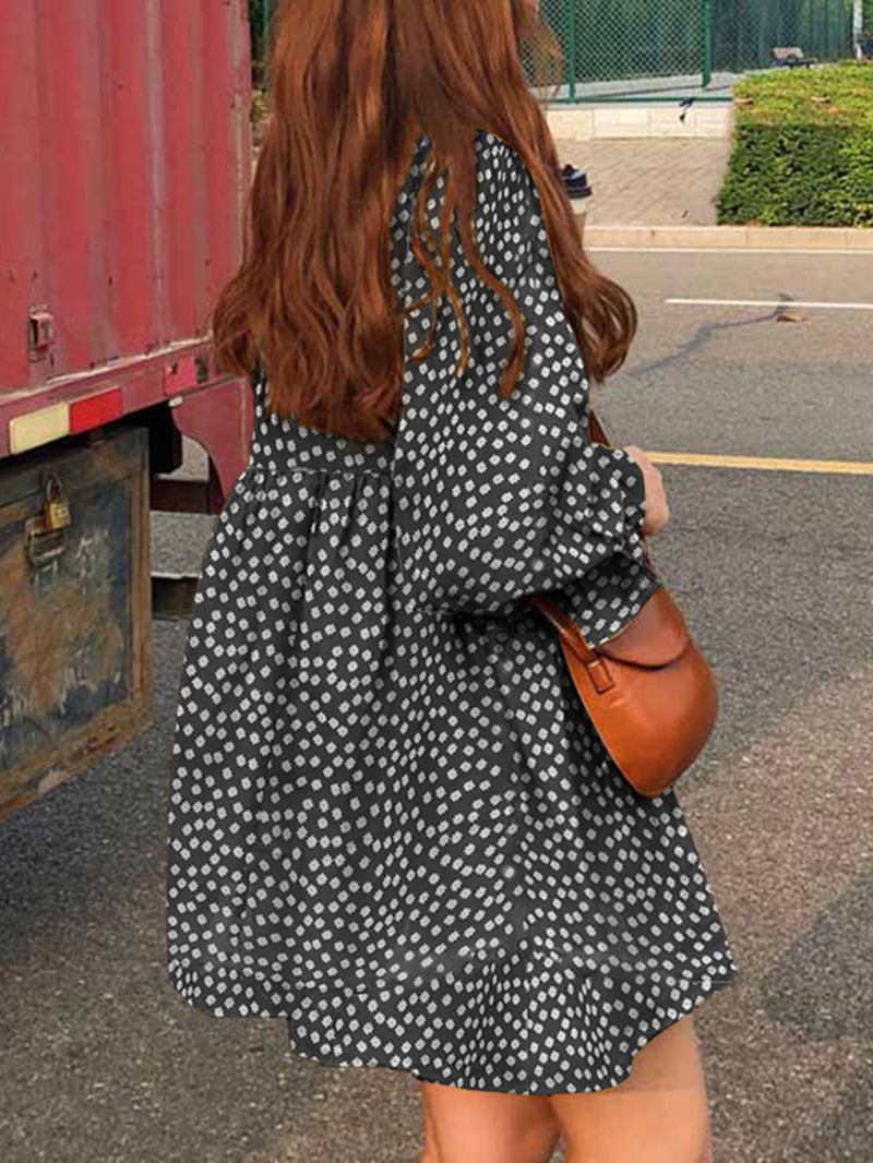 Kvinnor Blommönster Veckning Volanger Ärm O-hals Casual Holiday Mini Klänning