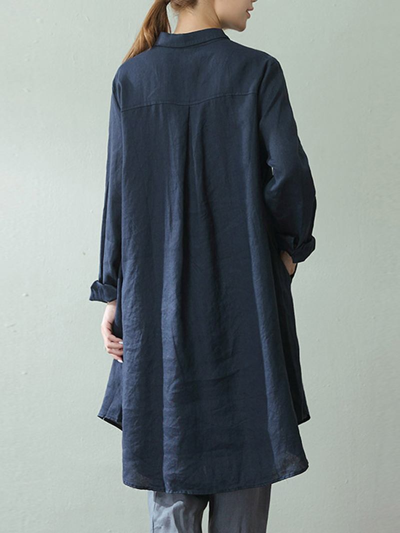 Kvinnor Lapel Shirt Klänning