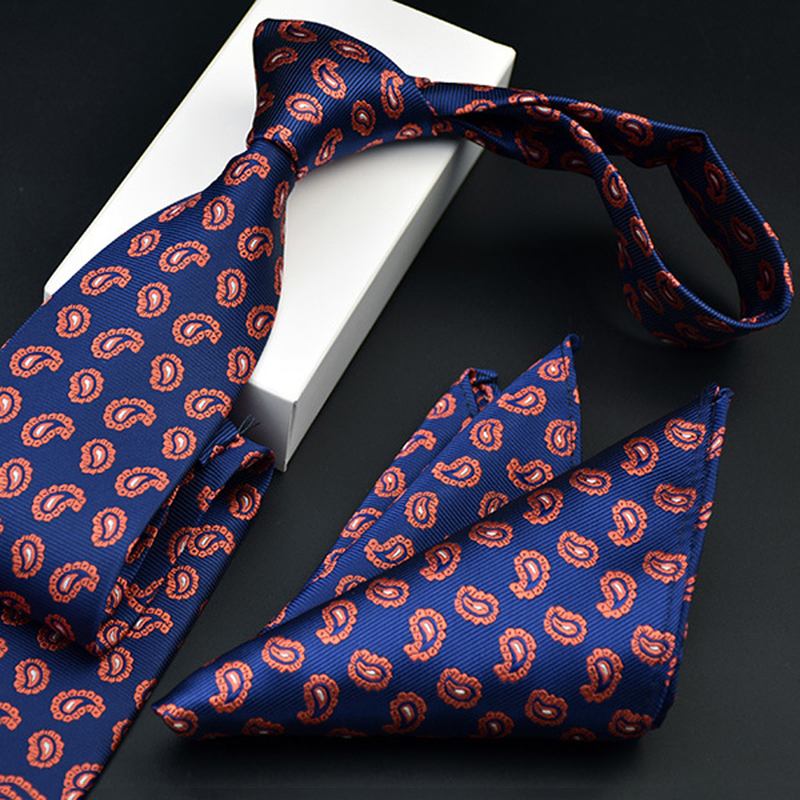 Män Slips Och Ficka Handduk Kostym Business Formella Jacquard Slipsar