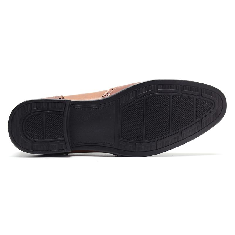 Män Brogue Snidade Spicing Läder Spetsiga Tå Business Oxfords