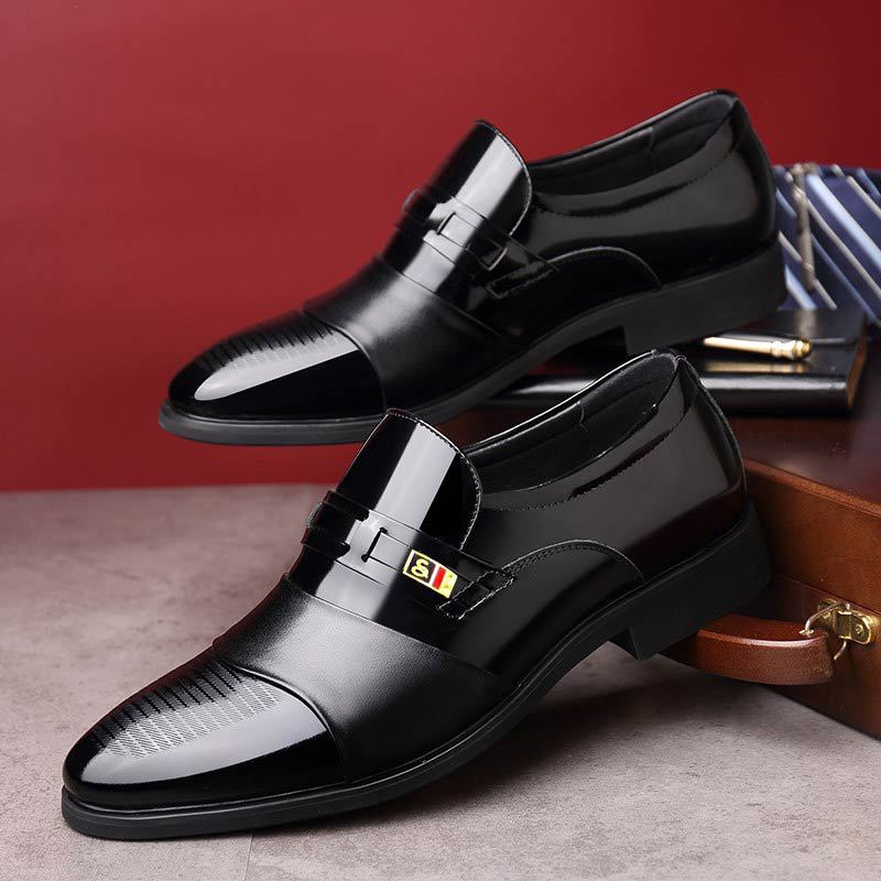 Män Läder Mjuk Sula Spetsiga Tå Oxford Slip On Casual Business Skor