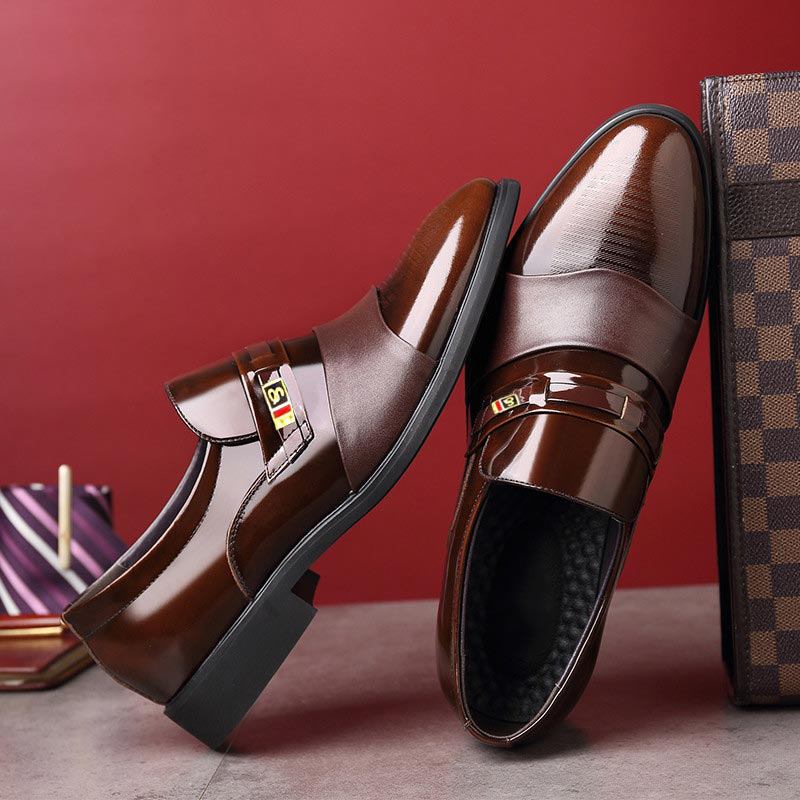 Män Läder Mjuk Sula Spetsiga Tå Oxford Slip On Casual Business Skor
