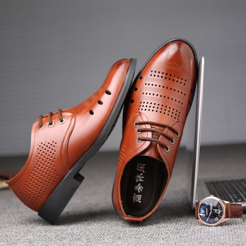 Män Microfiber Läder Andas Hollow Out Oxfords Casual Business Skor
