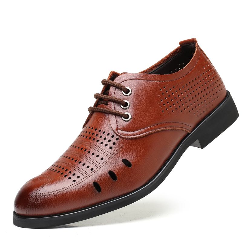 Män Microfiber Läder Andas Hollow Out Oxfords Casual Business Skor