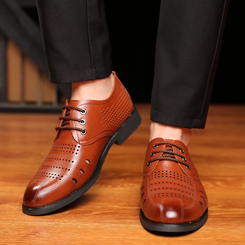 Män Microfiber Läder Andas Hollow Out Oxfords Casual Business Skor