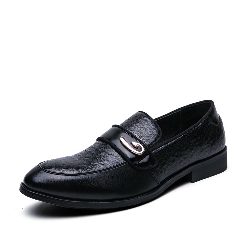 Män Retro Metall Splicing Läder Slip On Business Casual Gentle Shoes