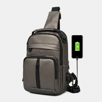 Herr Polyester Multi-carry Medium Kapacitet Med Usb-laddning Chest Bag Axelväska