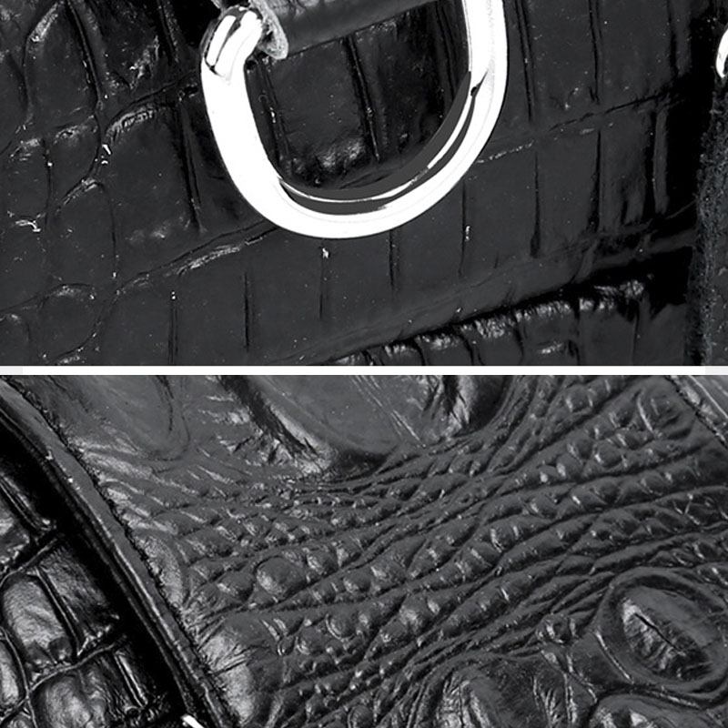 Män Äkta Läder Krokodilmönster Med Stor Kapacitet Vintage 6.5 Tums Bröstväskor Crossbody-väska Axelväska