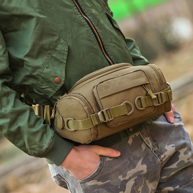 Män Canvas Camouflage Utomhus Taktisk Sport Ridning Midjeväska Axelväska Bröstväska