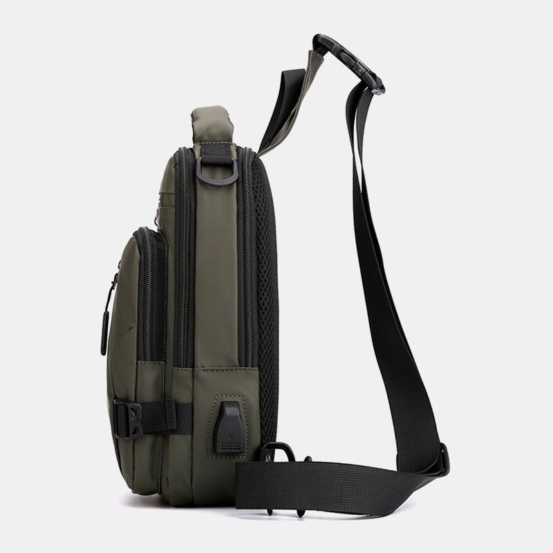Män Casual Multifunktion Vattentät Nylon Bröstväska Multi-pocket Crossbody Bag Axelväska