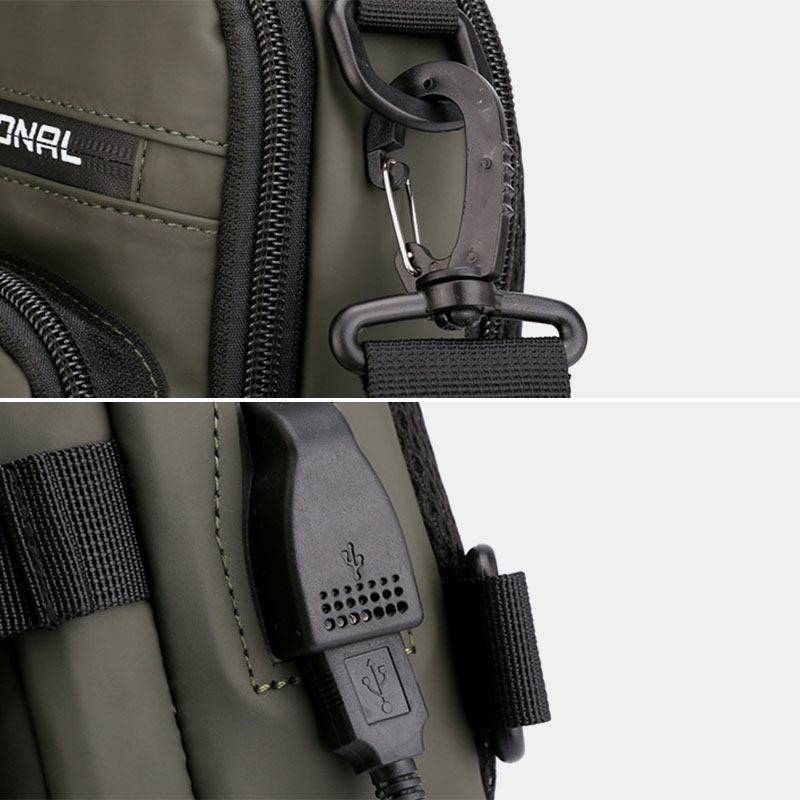 Män Casual Multifunktion Vattentät Nylon Bröstväska Multi-pocket Crossbody Bag Axelväska