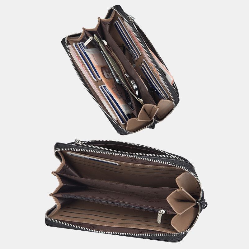 Män Faux Leather Long Wallet Clutches Väska Telefonväska