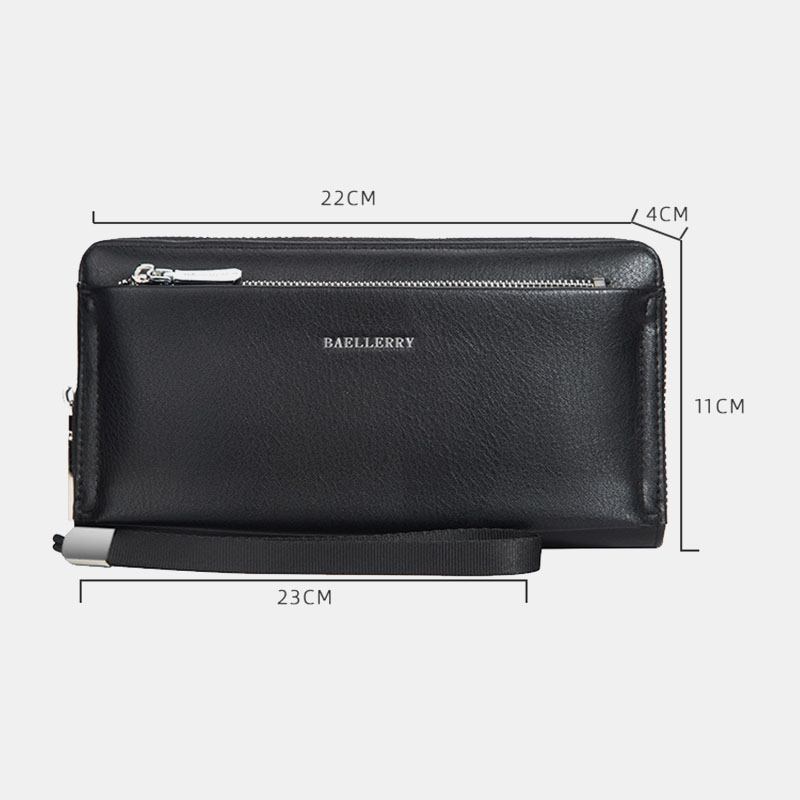 Män Faux Leather Long Wallet Clutches Väska Telefonväska