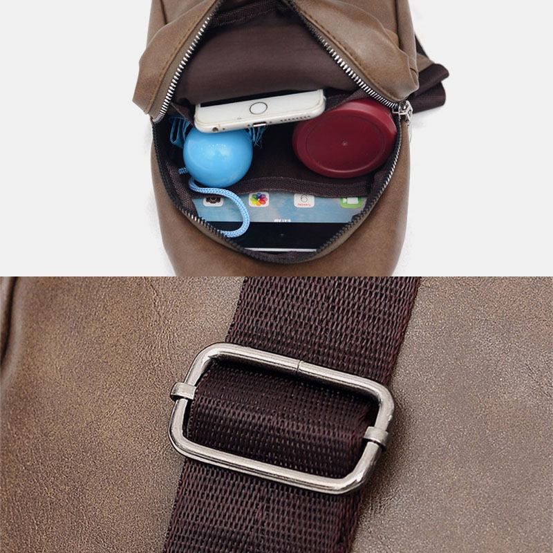 Män Large Capacity Hörlurar Hål Business Multi-pocket Crossbody Bag Bröstväska Sling Bag