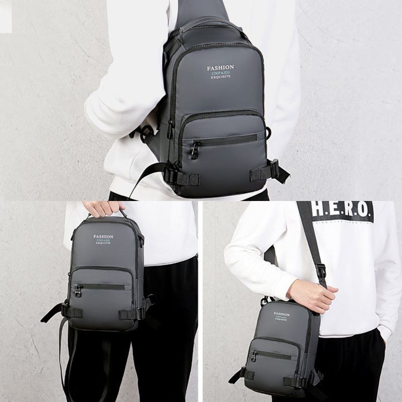 Män Multi-layers Space Business Solid Axelväska Crossbody-väska Bröstväska Med Usb-laddning
