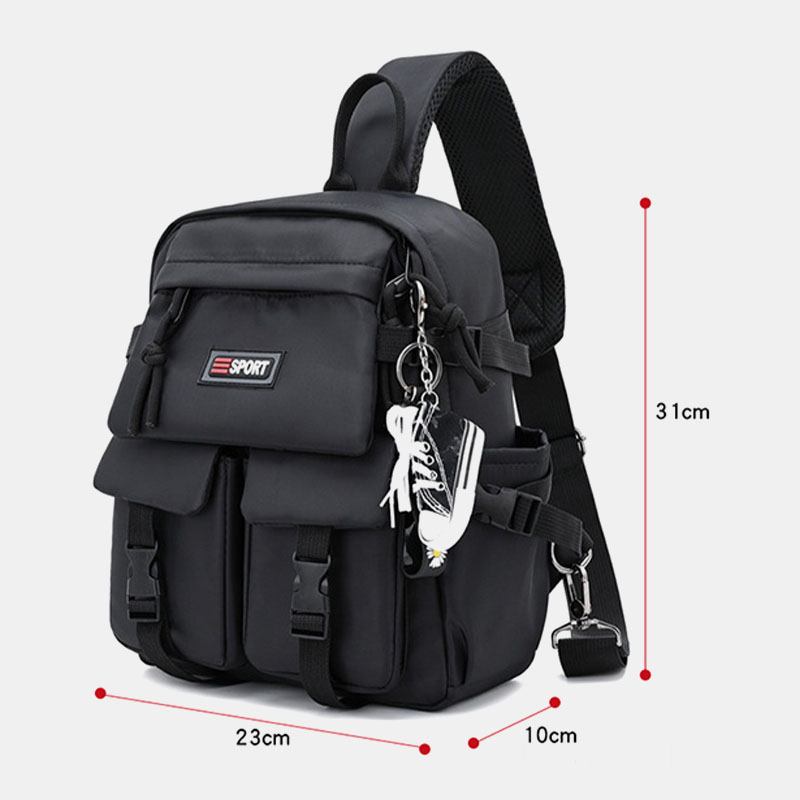 Män Muti-fickor Vattentät Bröstväska Nylon Lättvikt Bekväm Konvertibel Rem Crossbody-väska