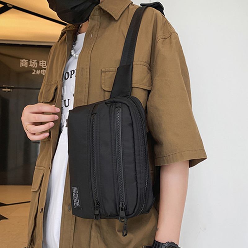 Män Nylon Lättvikt Casual Vattentät Slitstark Bröstväska Crossbody-väska Axelväska