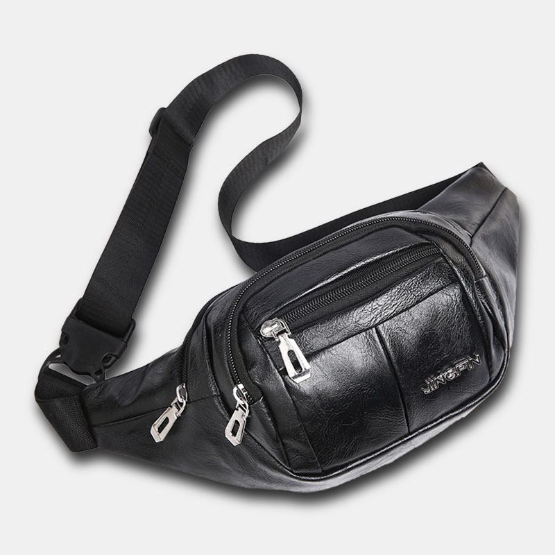 Män Pu-läder Stöldskydd Multifunktionell 6.5 Tums Telefonväska Med Flera Fickor Midjeväska Bröstväska Crossbody-väskor