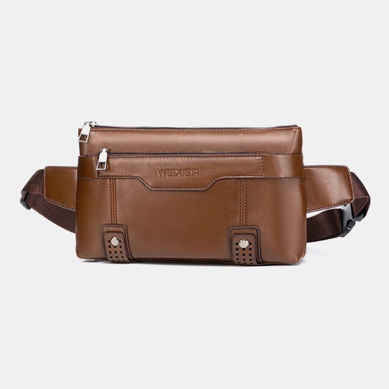 Män Pu-läder Vattentät Bröstväska Med Stor Kapacitet Outdoor Outing 6.5 Tums Telefonväska Crossbody-väskor Axelväska