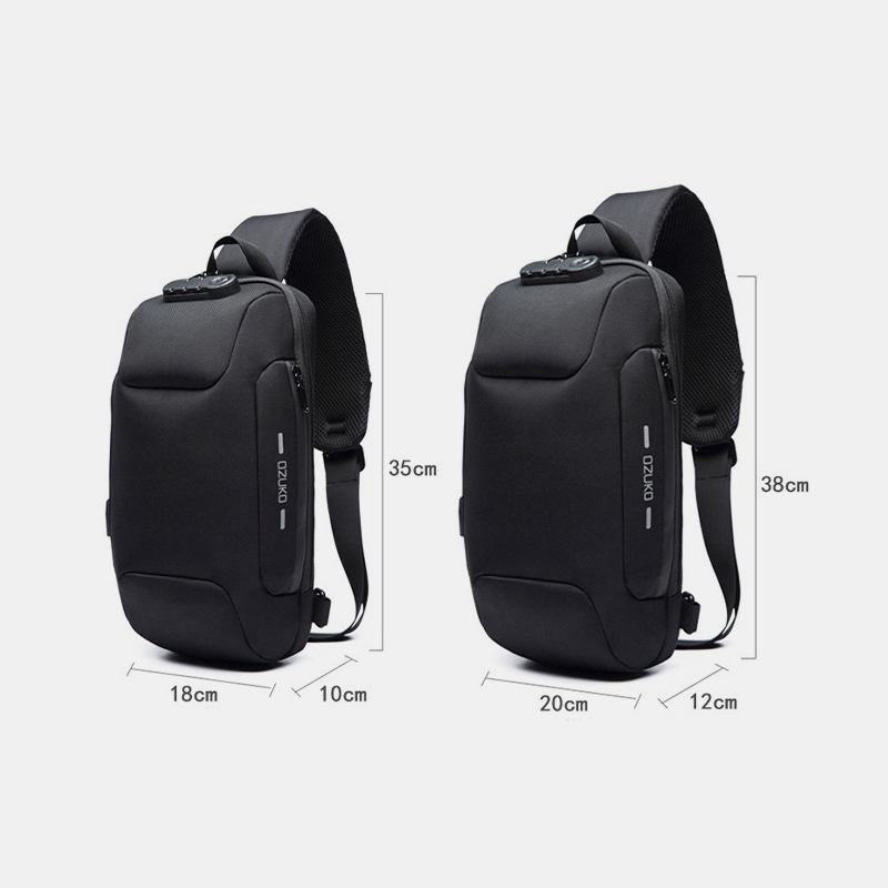 Män Stöldskydd Usb-laddning Flerlager Vattentät Crossbody-väska Chest Bag Sling Bag