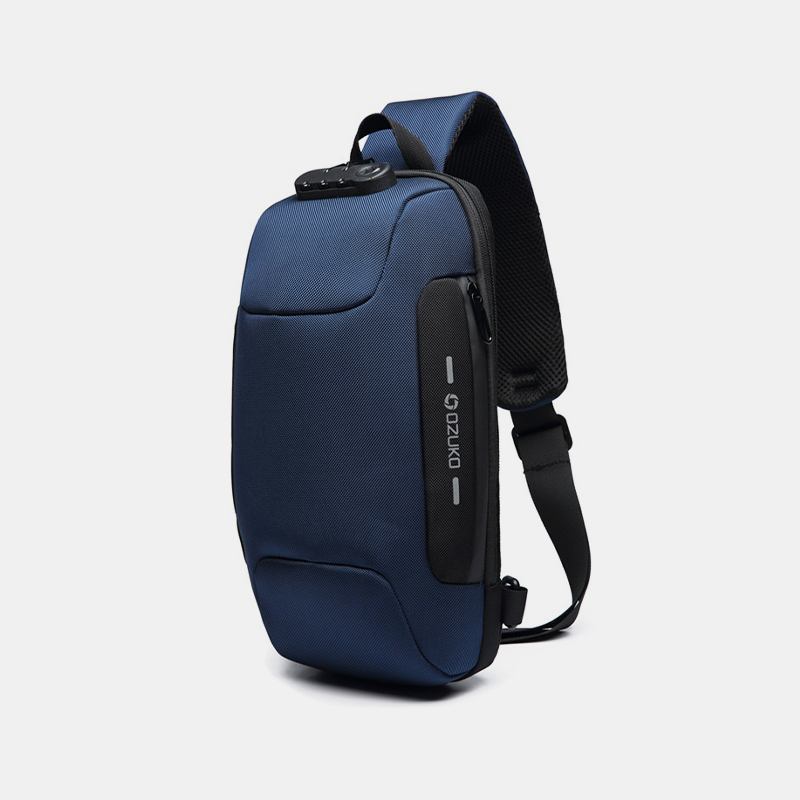 Män Stöldskydd Usb-laddning Flerlager Vattentät Crossbody-väska Chest Bag Sling Bag