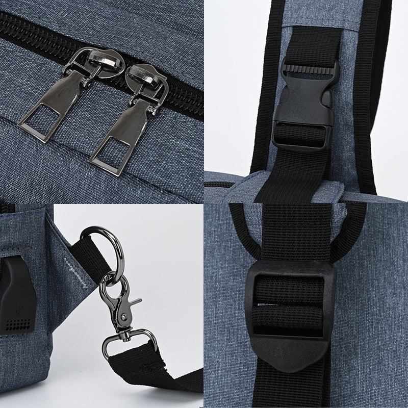 Män Stor Kapacitet Usb-laddningsbart Hål För Hörlurar Hål Vattentäta Bröstväskor Axelväska Crossbody-väskor