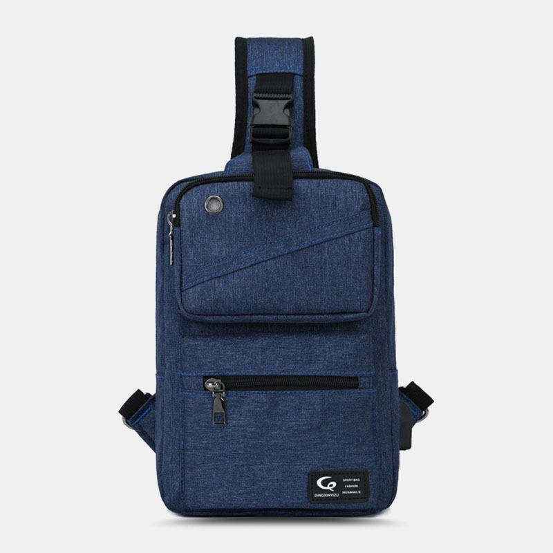 Män Stor Kapacitet Usb-laddningsbart Hål För Hörlurar Hål Vattentäta Bröstväskor Axelväska Crossbody-väskor
